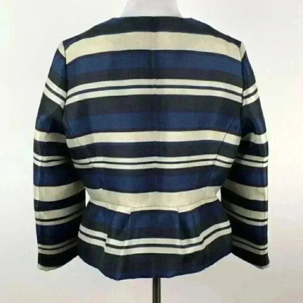 New Ann Taylor blazer sz 10 stripes peplum career - Picture 5 of 10